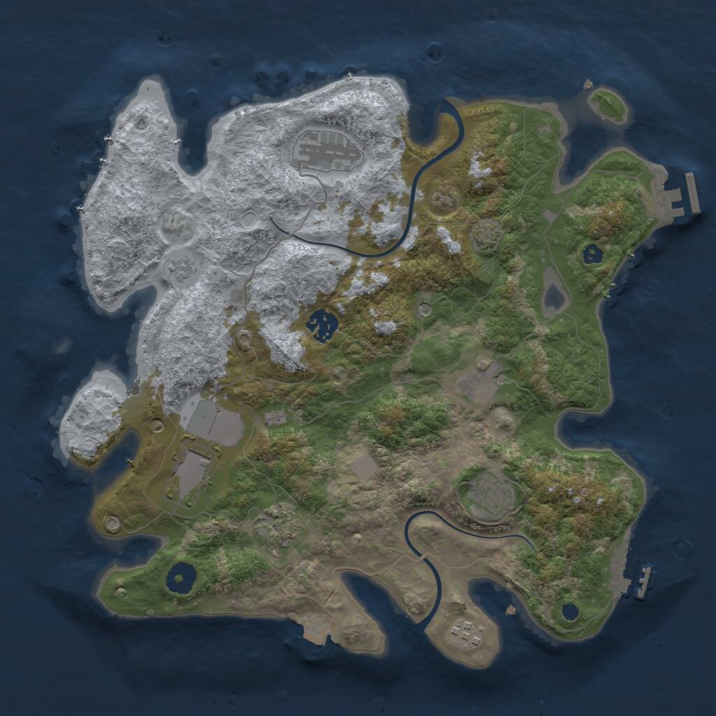 Rust Map: Procedural Map, Size: 3500, Seed: 1363937692, 13 Monuments