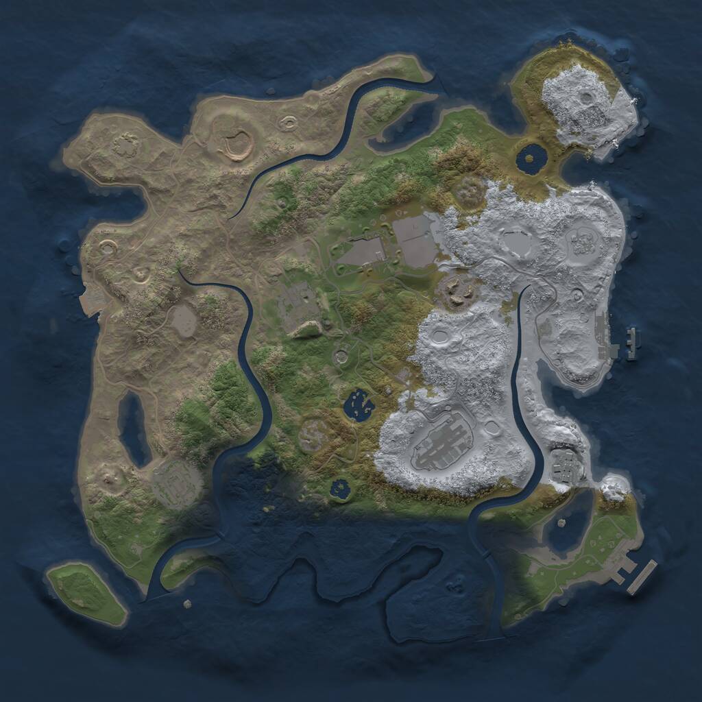 Rust Map: Procedural Map, Size: 3500, Seed: 1928191374, 14 Monuments