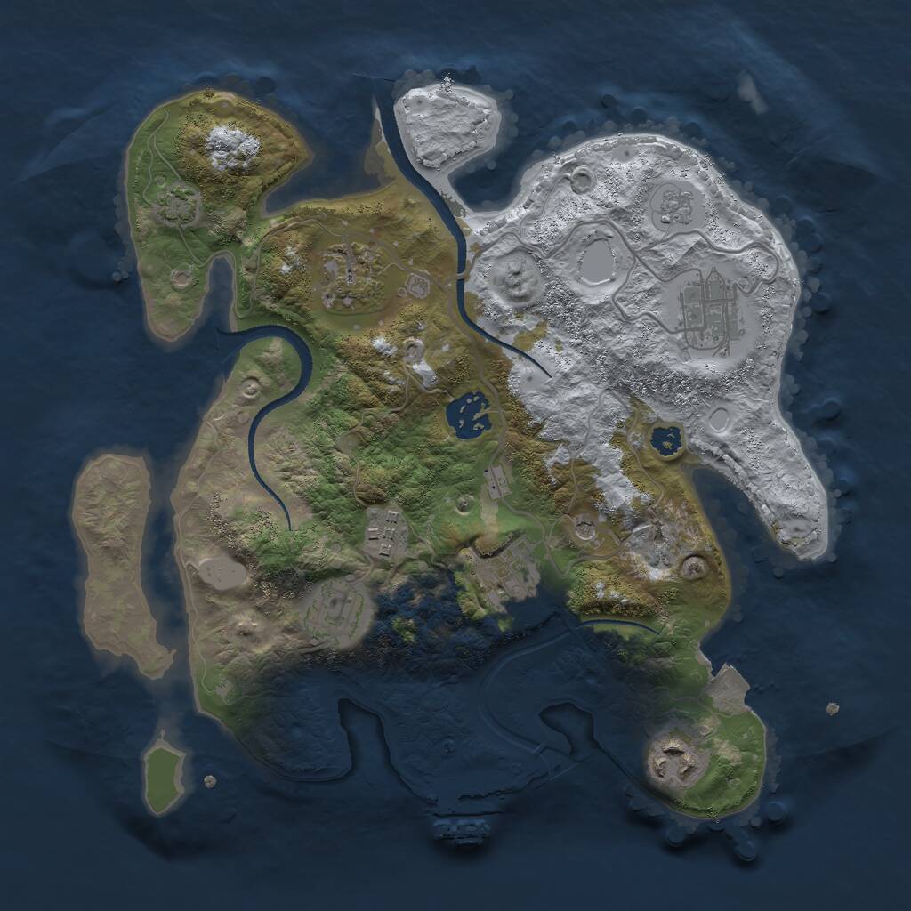 Rust Map: Procedural Map, Size: 3000, Seed: 843329632, 12 Monuments