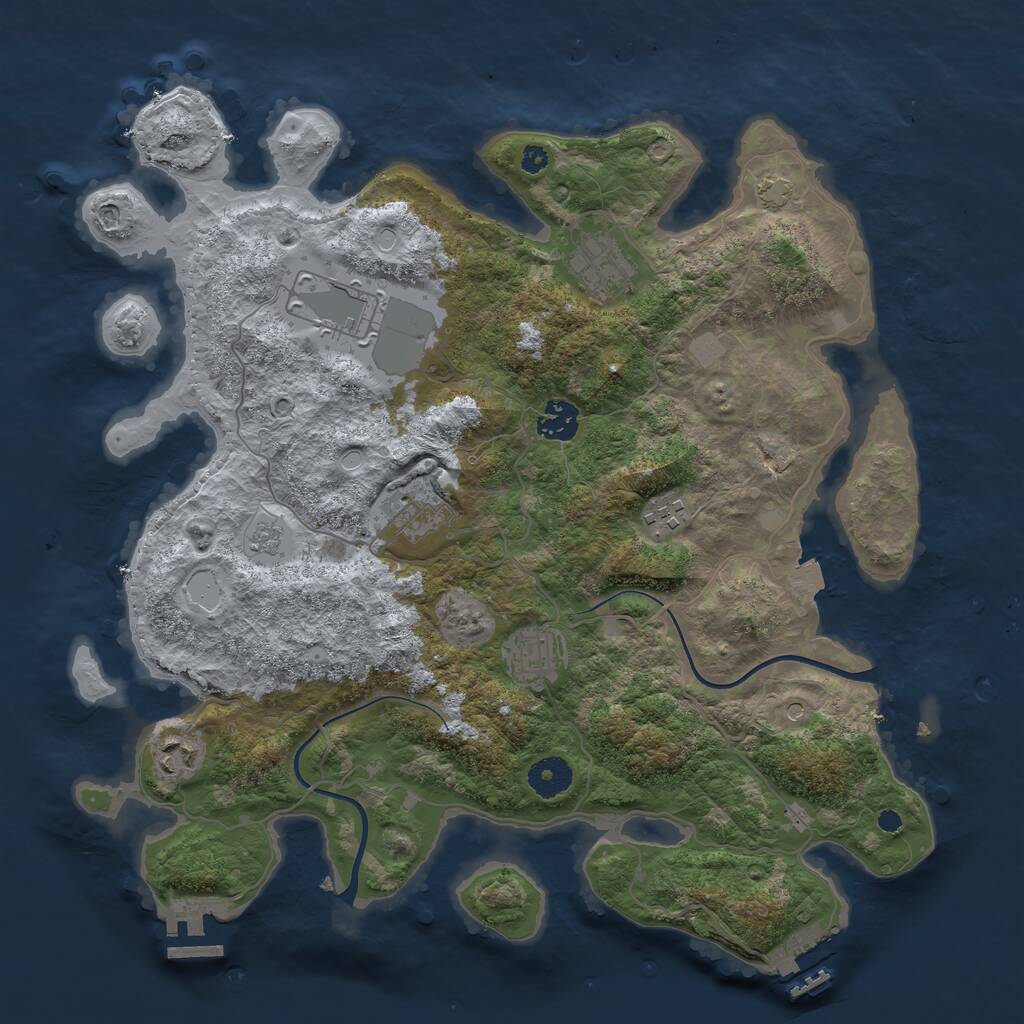 Rust Map: Procedural Map, Size: 3700, Seed: 1454643765, 13 Monuments