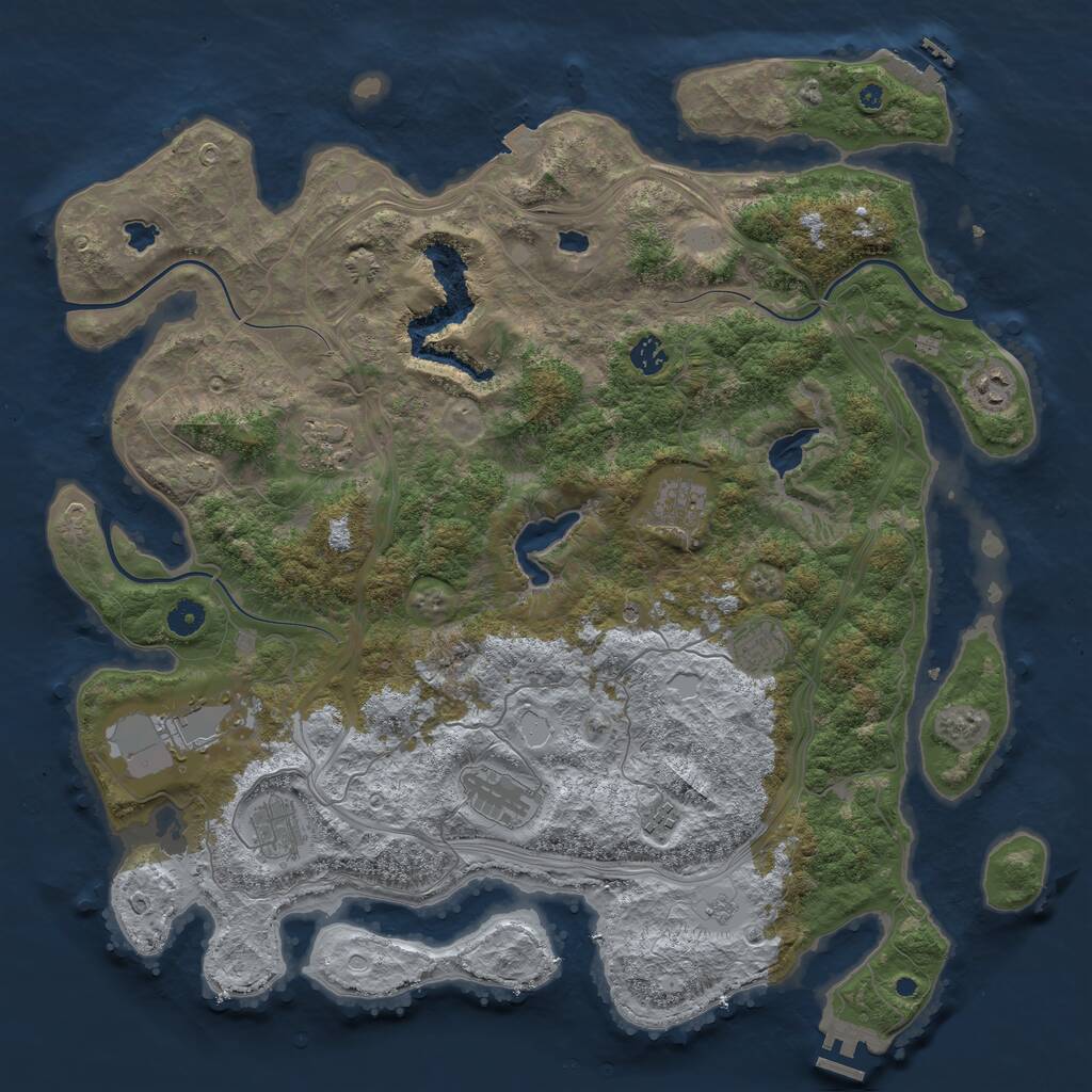 Rust Map: Procedural Map, Size: 4500, Seed: 1275621146, 15 Monuments