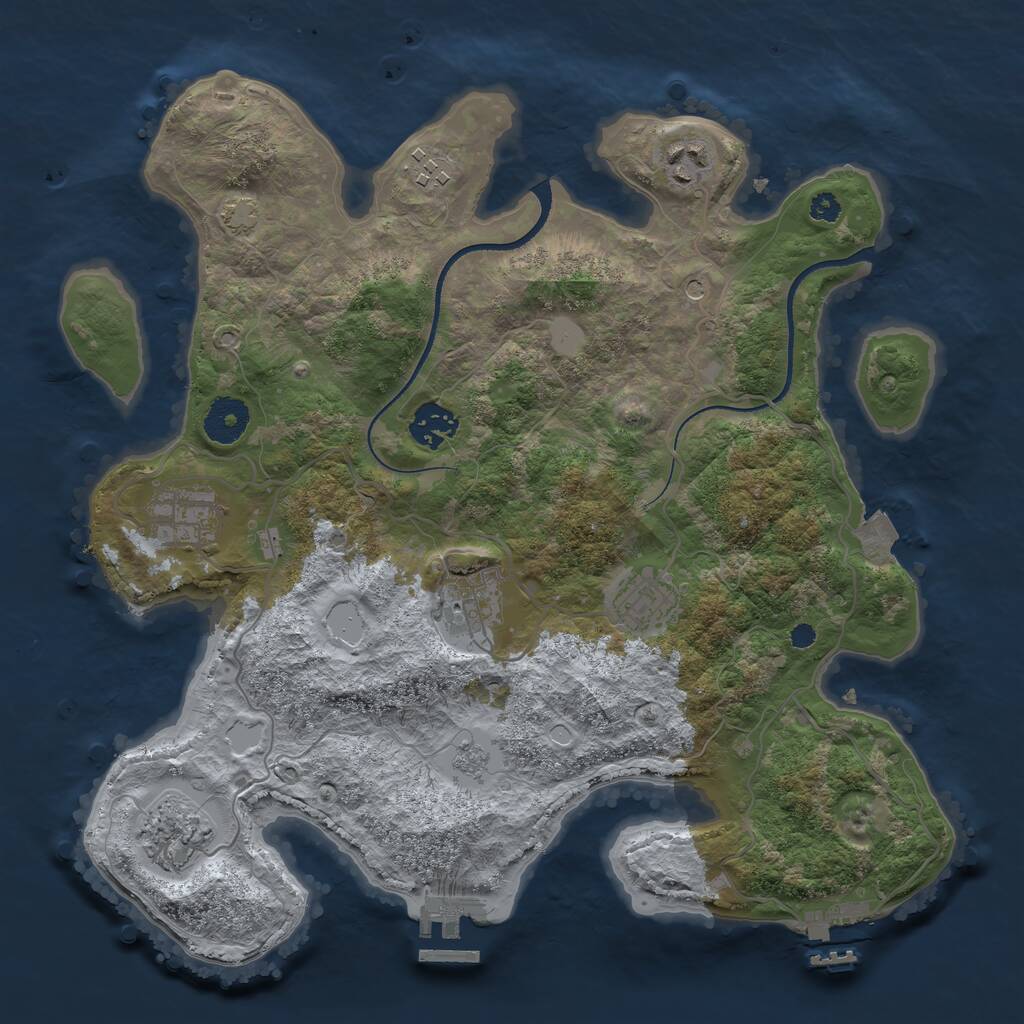 Rust Map: Procedural Map, Size: 3401, Seed: 2147483647, 13 Monuments