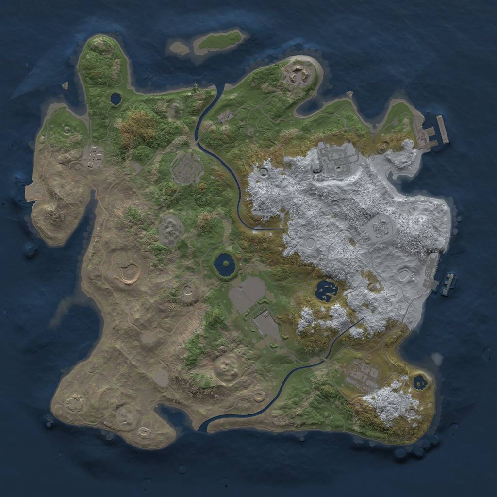 Rust Map: Procedural Map, Size: 3500, Seed: 20686, 14 Monuments