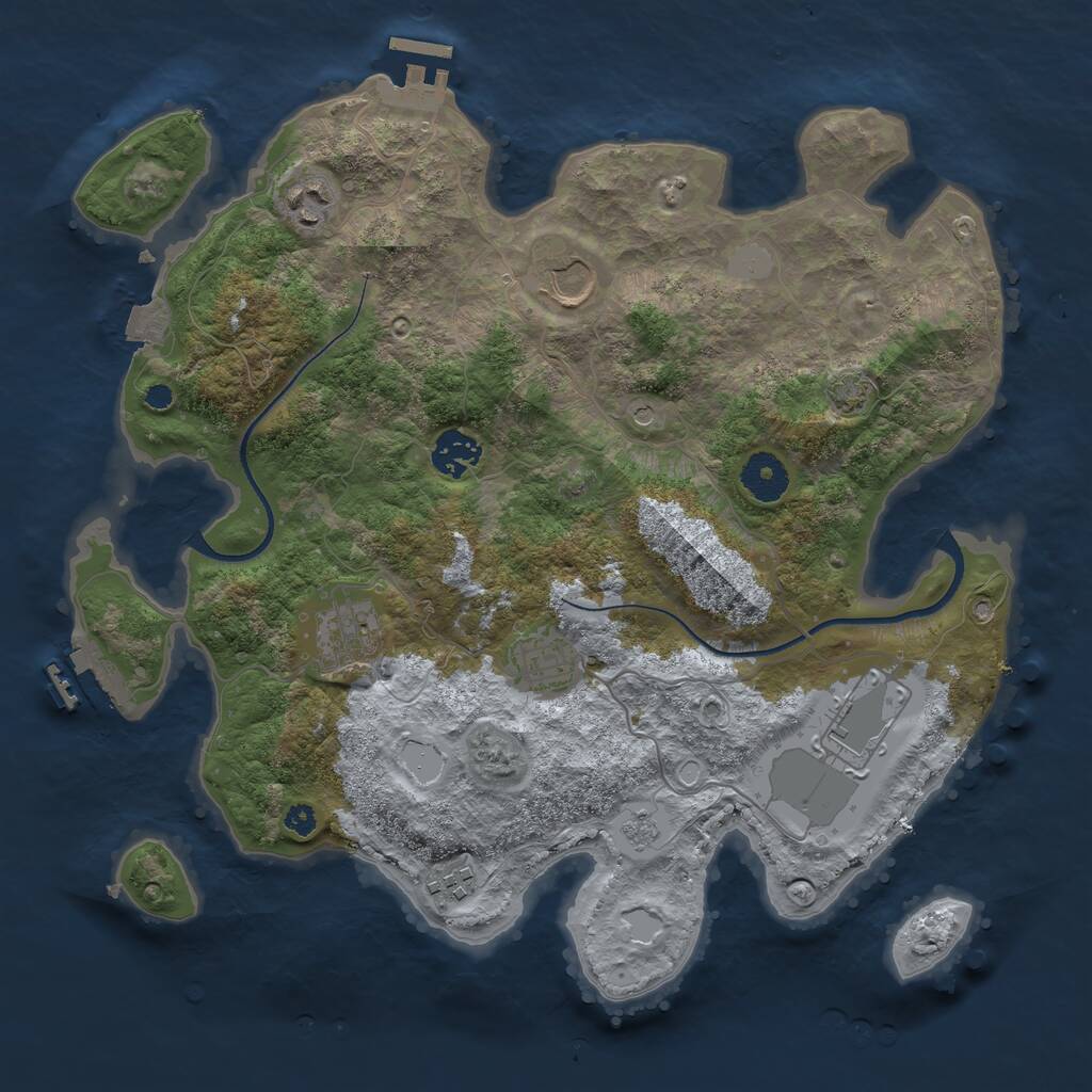 Rust Map: Procedural Map, Size: 3500, Seed: 48695673, 13 Monuments