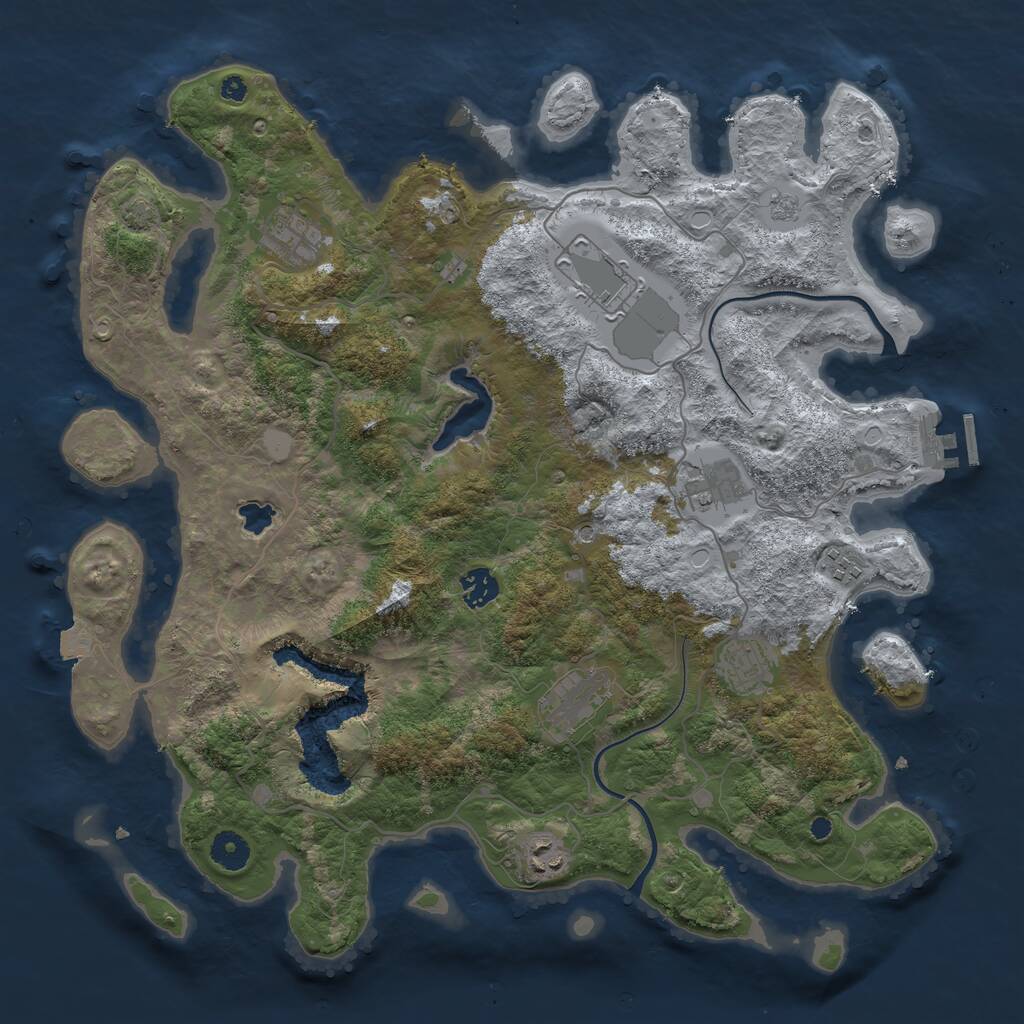 Rust Map: Procedural Map, Size: 4000, Seed: 1225209569, 13 Monuments