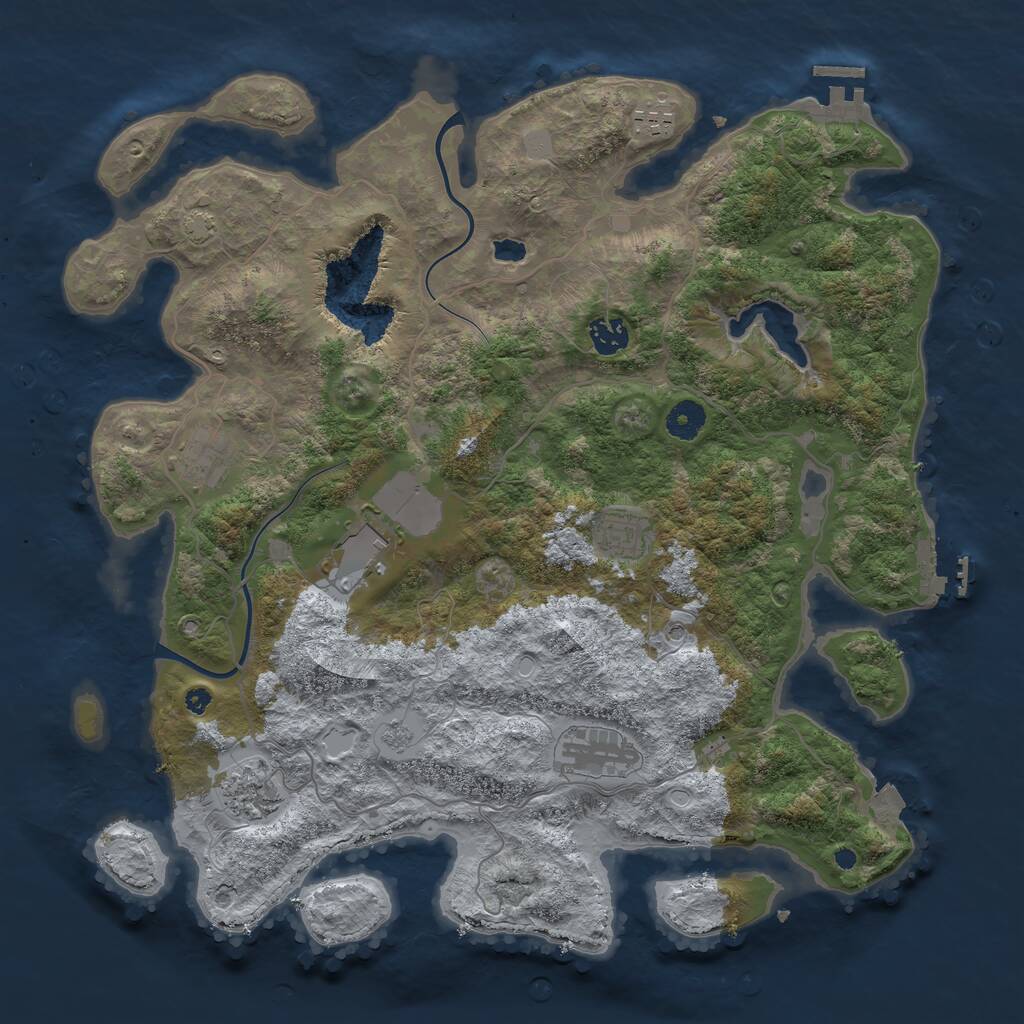 Rust Map: Procedural Map, Size: 4000, Seed: 1784141951, 13 Monuments