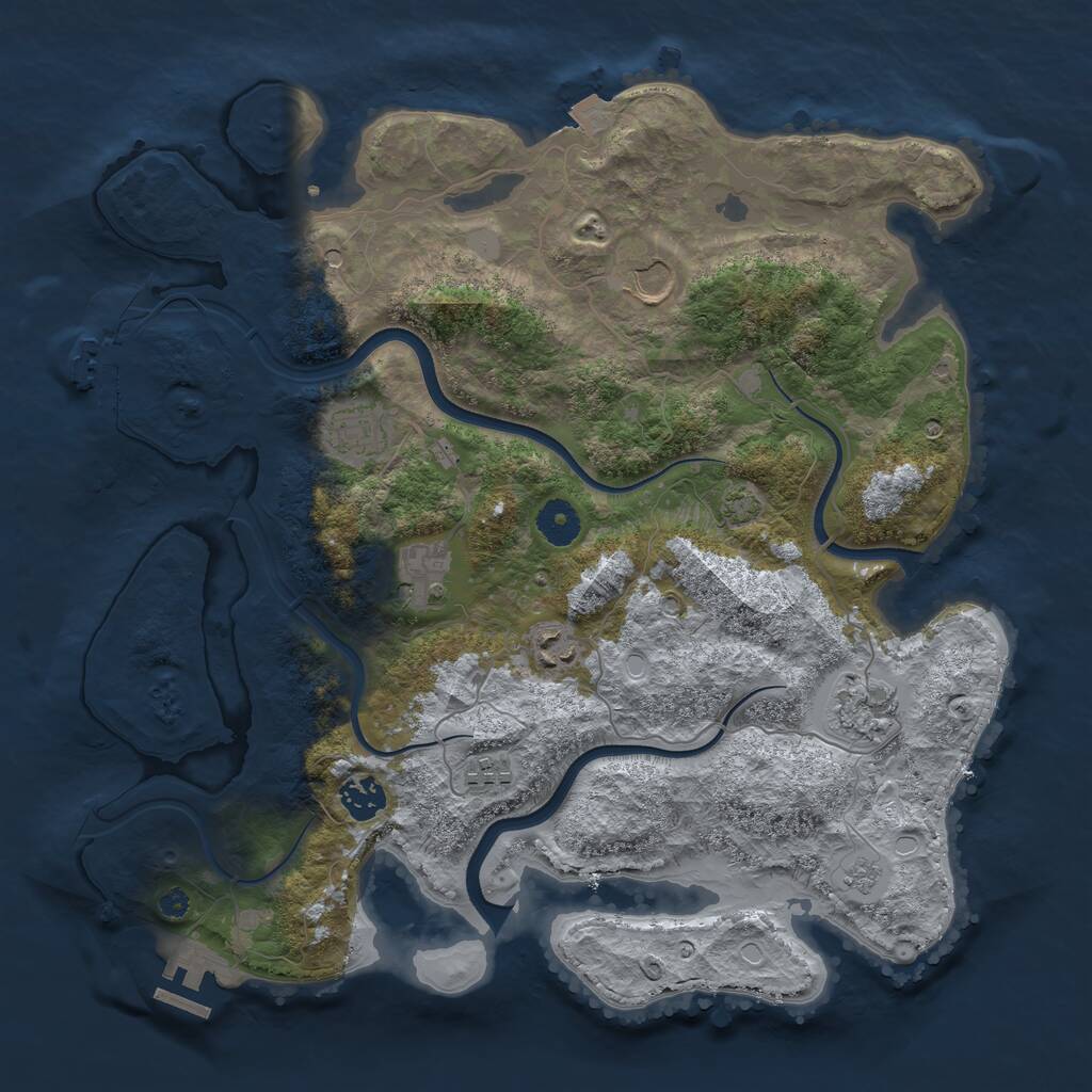 Rust Map: Procedural Map, Size: 3750, Seed: 1948724456, 13 Monuments