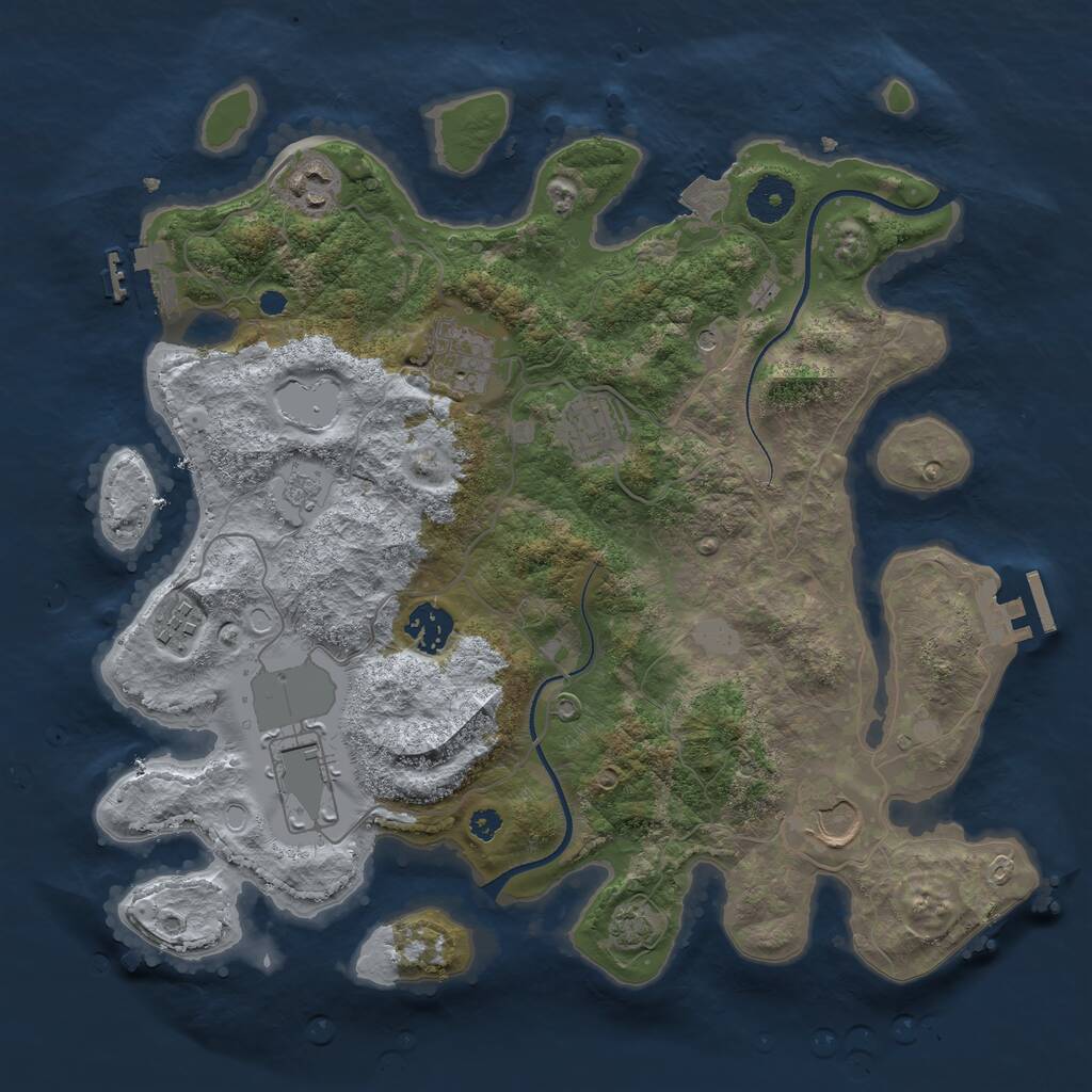 Rust Map: Procedural Map, Size: 3500, Seed: 1181988457, 13 Monuments