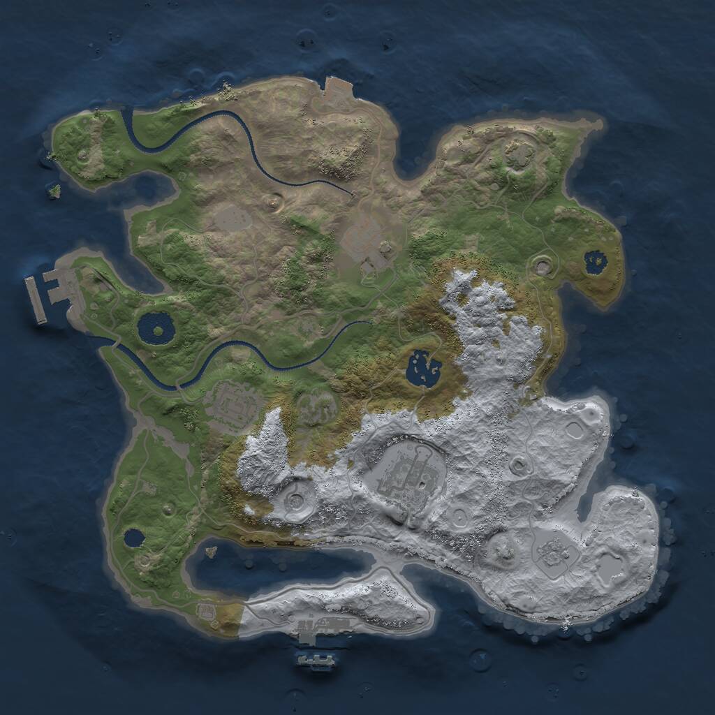 Rust Map: Procedural Map, Size: 3000, Seed: 746029612, 10 Monuments