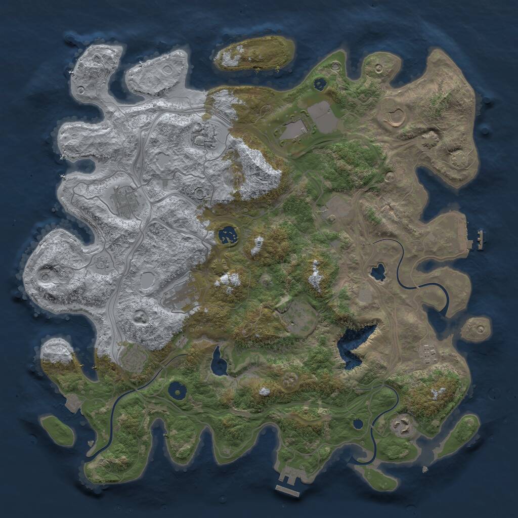 Rust Map: Procedural Map, Size: 4250, Seed: 602211035, 17 Monuments