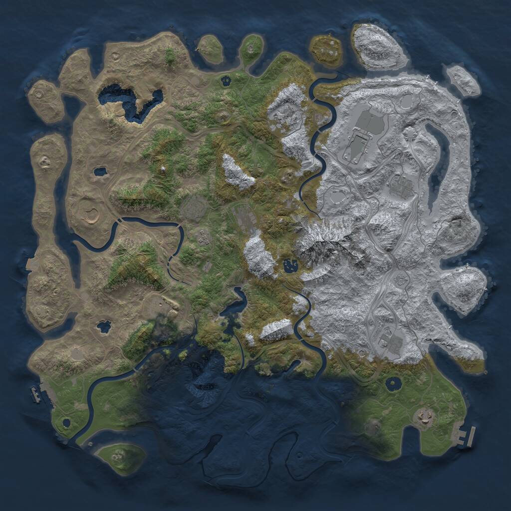 Rust Map: Procedural Map, Size: 5000, Seed: 496342581, 17 Monuments