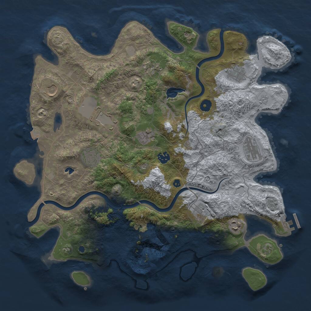 Rust Map: Procedural Map, Size: 4000, Seed: 791199, 16 Monuments