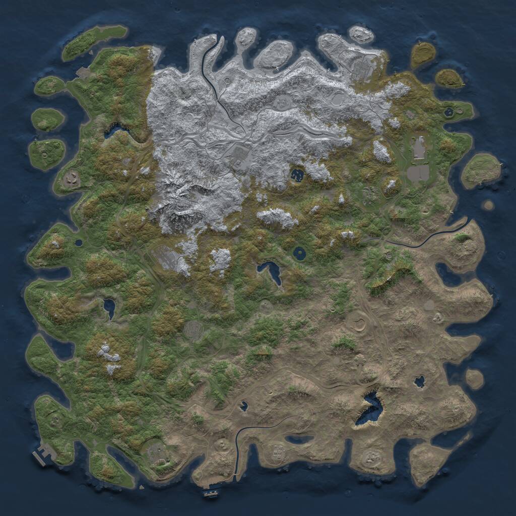 Rust Map: Procedural Map, Size: 6000, Seed: 7982729, 17 Monuments