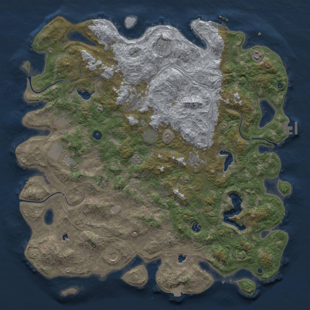 Rust Map: Procedural Map, Size: 4999, Seed: 1207191621, 17 Monuments