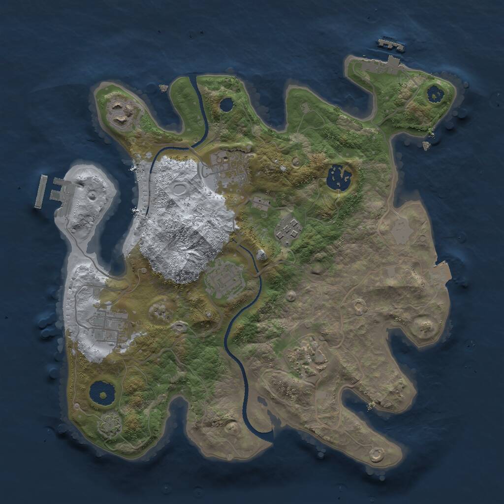 Rust Map: Procedural Map, Size: 3000, Seed: 34485, 11 Monuments