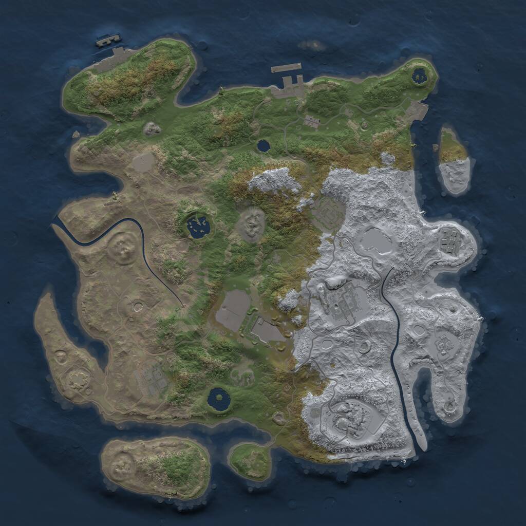 Rust Map: Procedural Map, Size: 3500, Seed: 453986204, 13 Monuments