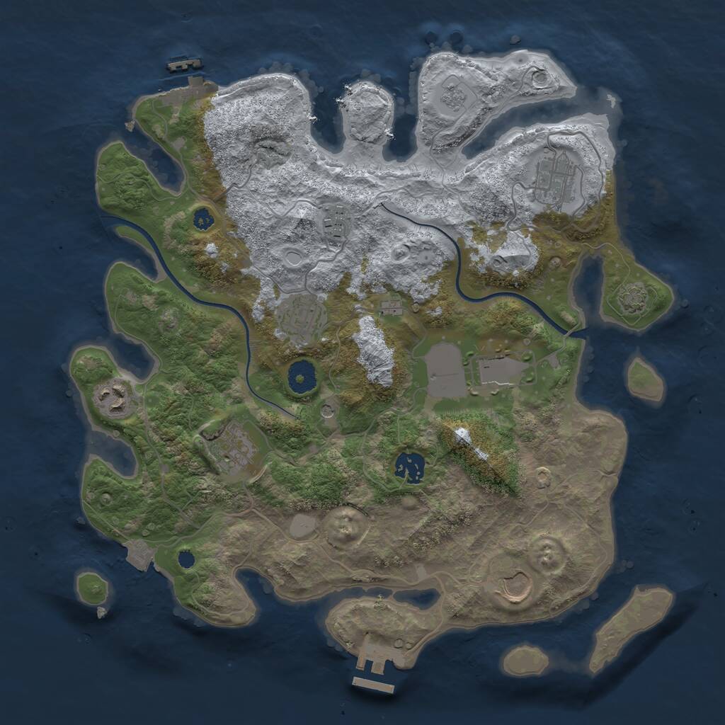 Rust Map: Procedural Map, Size: 3500, Seed: 247708957, 14 Monuments