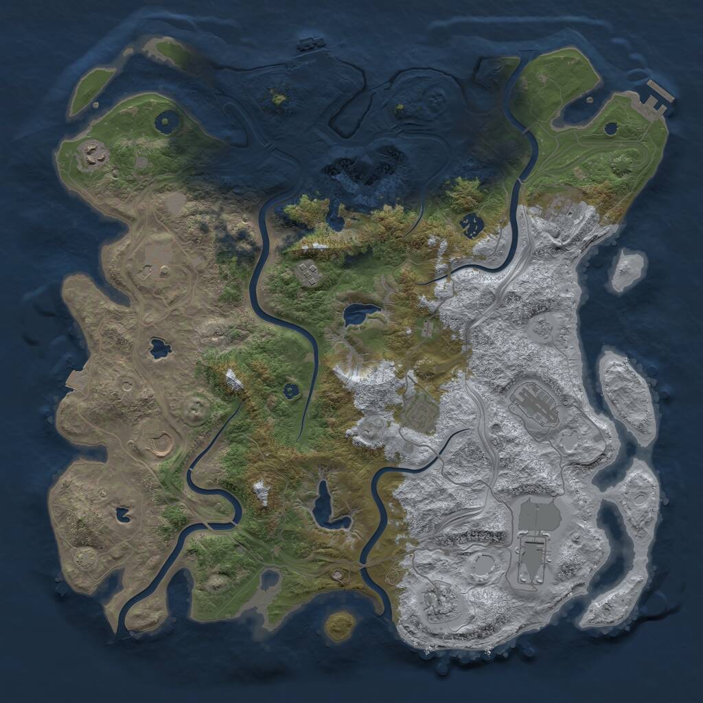 Rust Map: Procedural Map, Size: 4500, Seed: 783222642, 16 Monuments