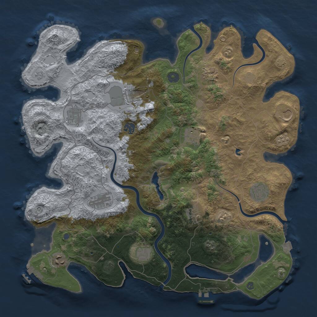 Rust Map: Procedural Map, Size: 4200, Seed: 895398629, 17 Monuments