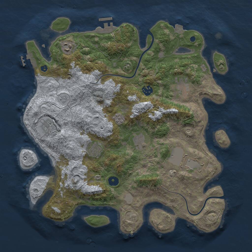 Rust Map: Procedural Map, Size: 3750, Seed: 2098448282, 14 Monuments
