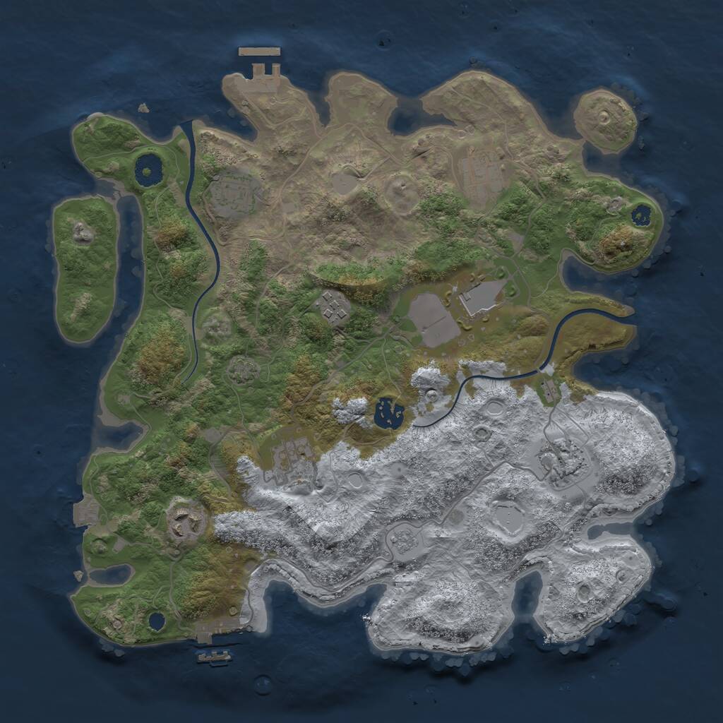 Rust Map: Procedural Map, Size: 3500, Seed: 1666053876, 13 Monuments