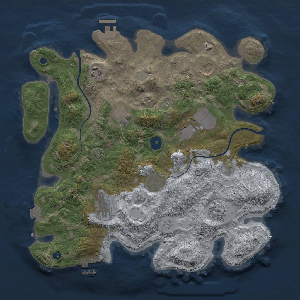 Rust Map: Procedural Map, Size: 3500, Seed: 1666053876, 13 Monuments