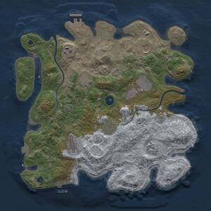 Thumbnail Rust Map: Procedural Map, Size: 3500, Seed: 1666053876, 13 Monuments