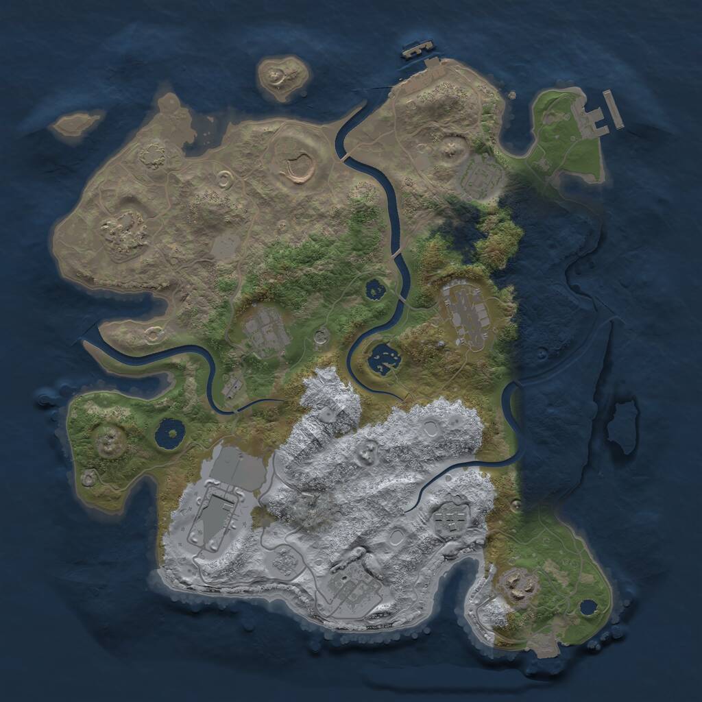 Rust Map: Procedural Map, Size: 3500, Seed: 3486, 16 Monuments