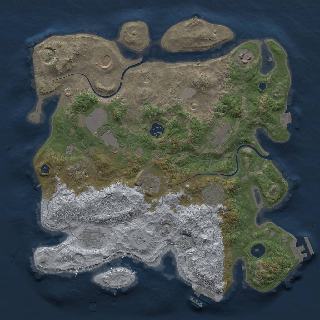 Rust Map: Procedural Map, Size: 3500, Seed: 1281495443, 16 Monuments