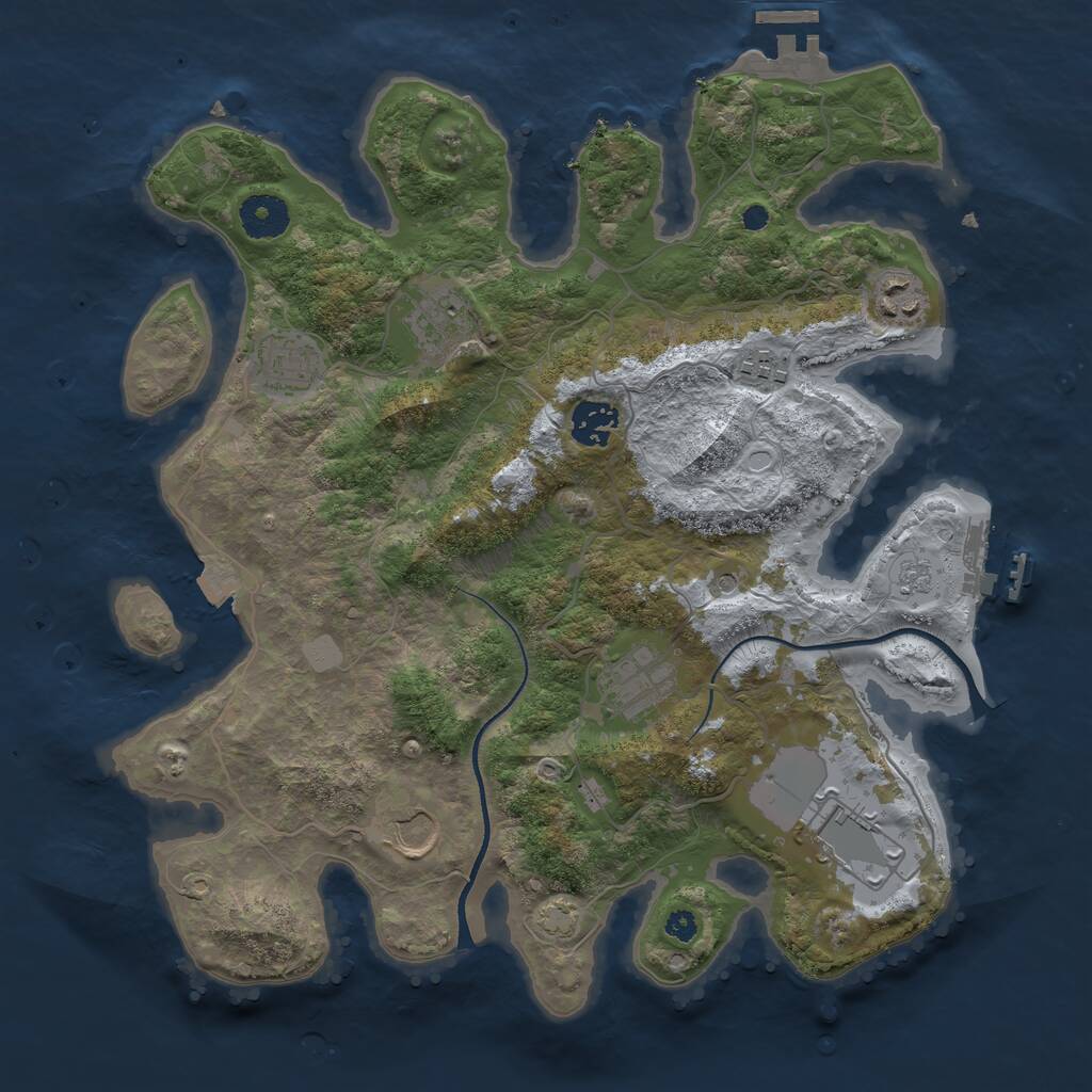 Rust Map: Procedural Map, Size: 3500, Seed: 2396625, 14 Monuments