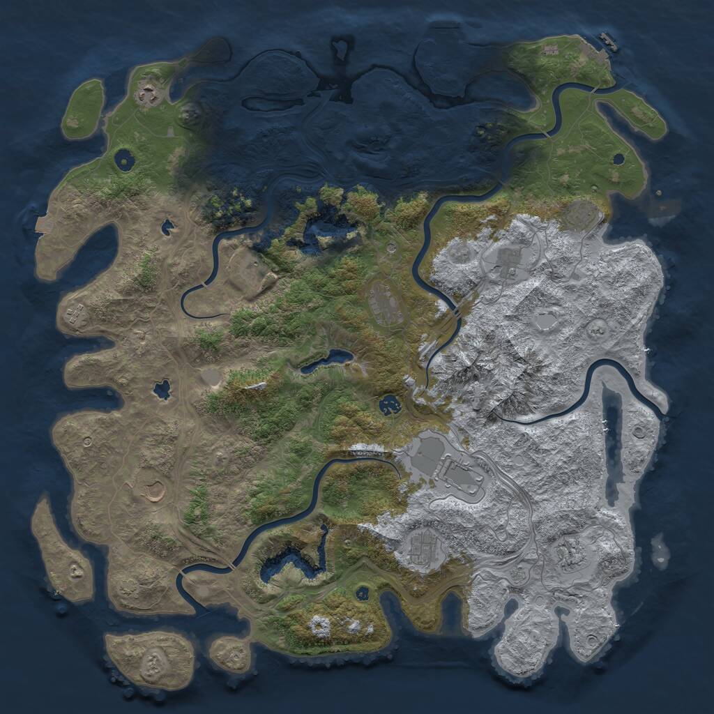 Rust Map: Procedural Map, Size: 5151, Seed: 453986204, 19 Monuments
