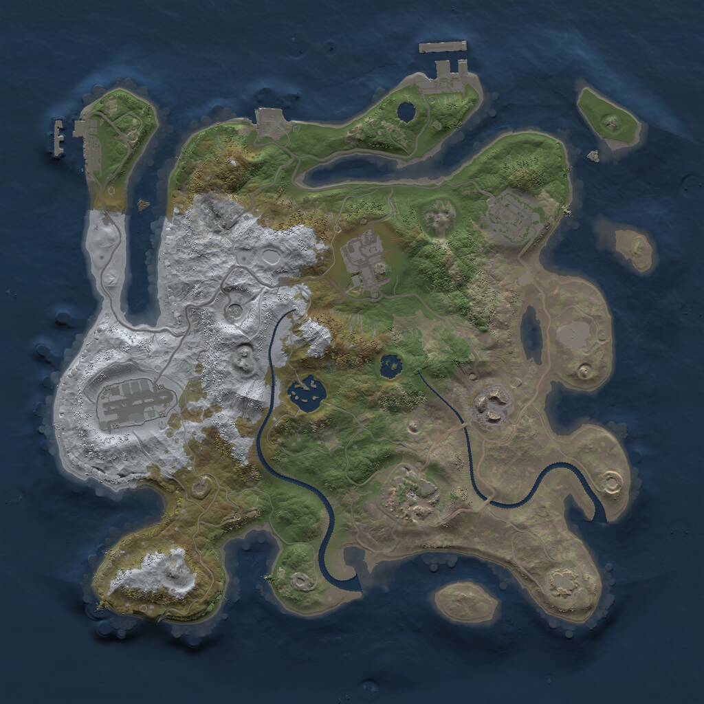 Rust Map: Procedural Map, Size: 3000, Seed: 244776577, 13 Monuments