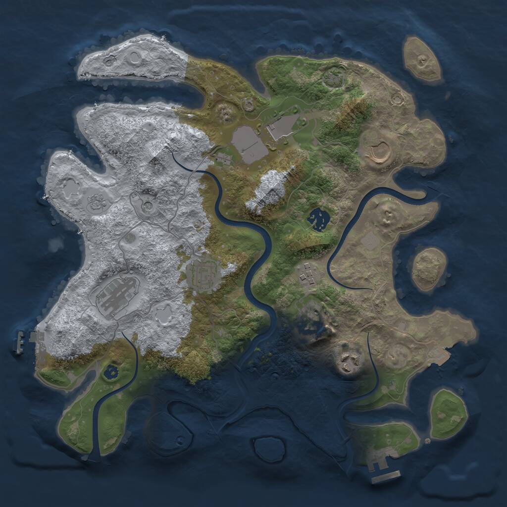 Rust Map: Procedural Map, Size: 3500, Seed: 2050915614, 14 Monuments