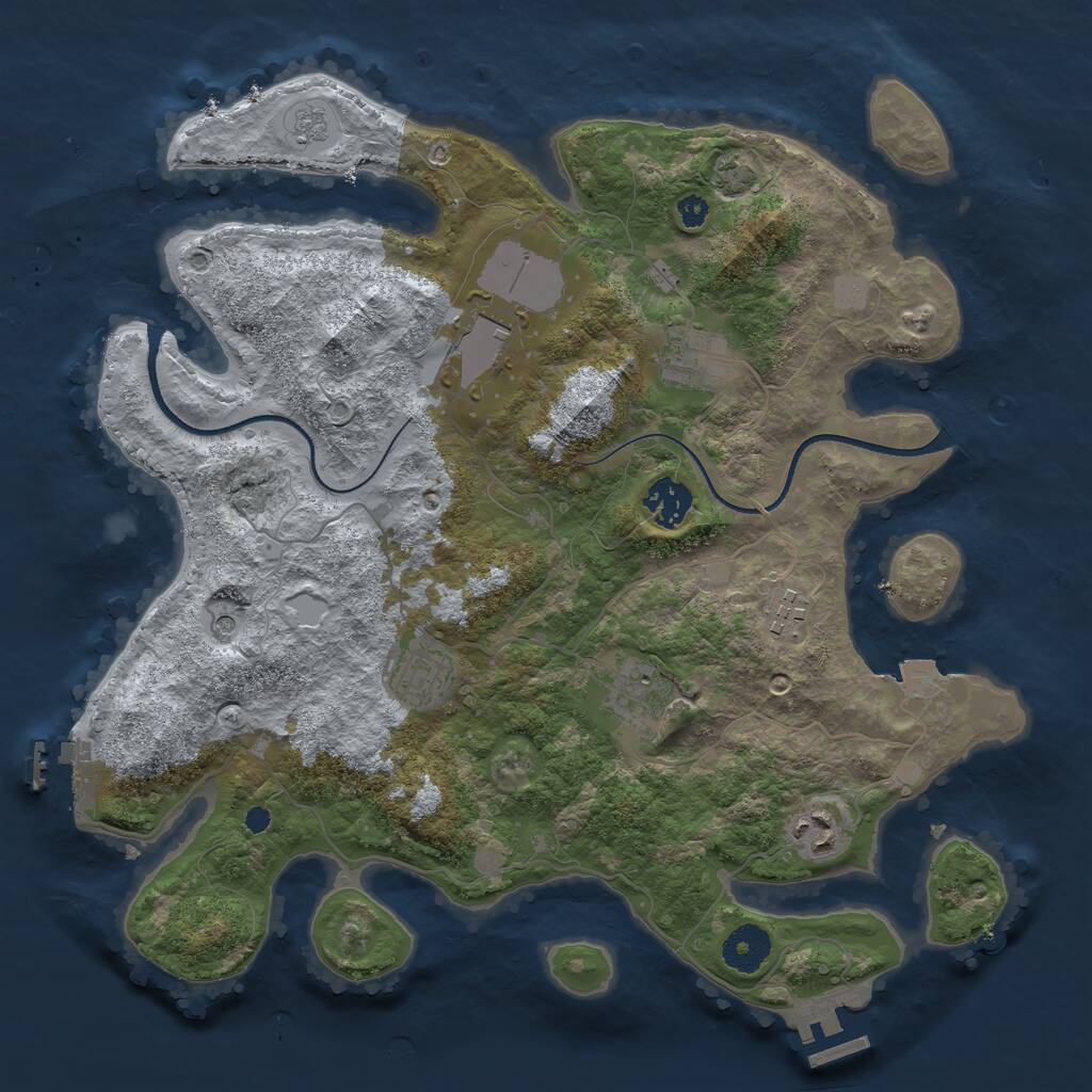 Rust Map: Procedural Map, Size: 3500, Seed: 2050915614, 13 Monuments