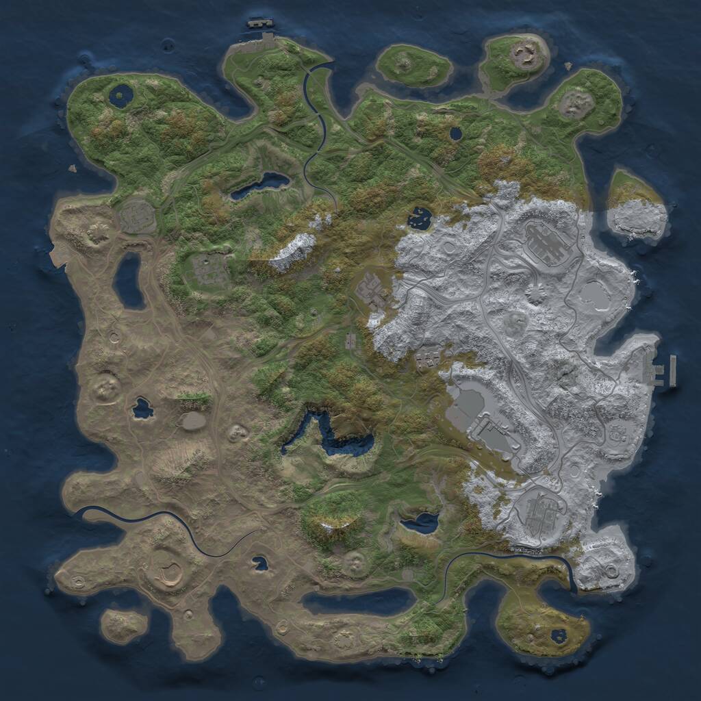 Rust Map: Procedural Map, Size: 4500, Seed: 95172774, 16 Monuments