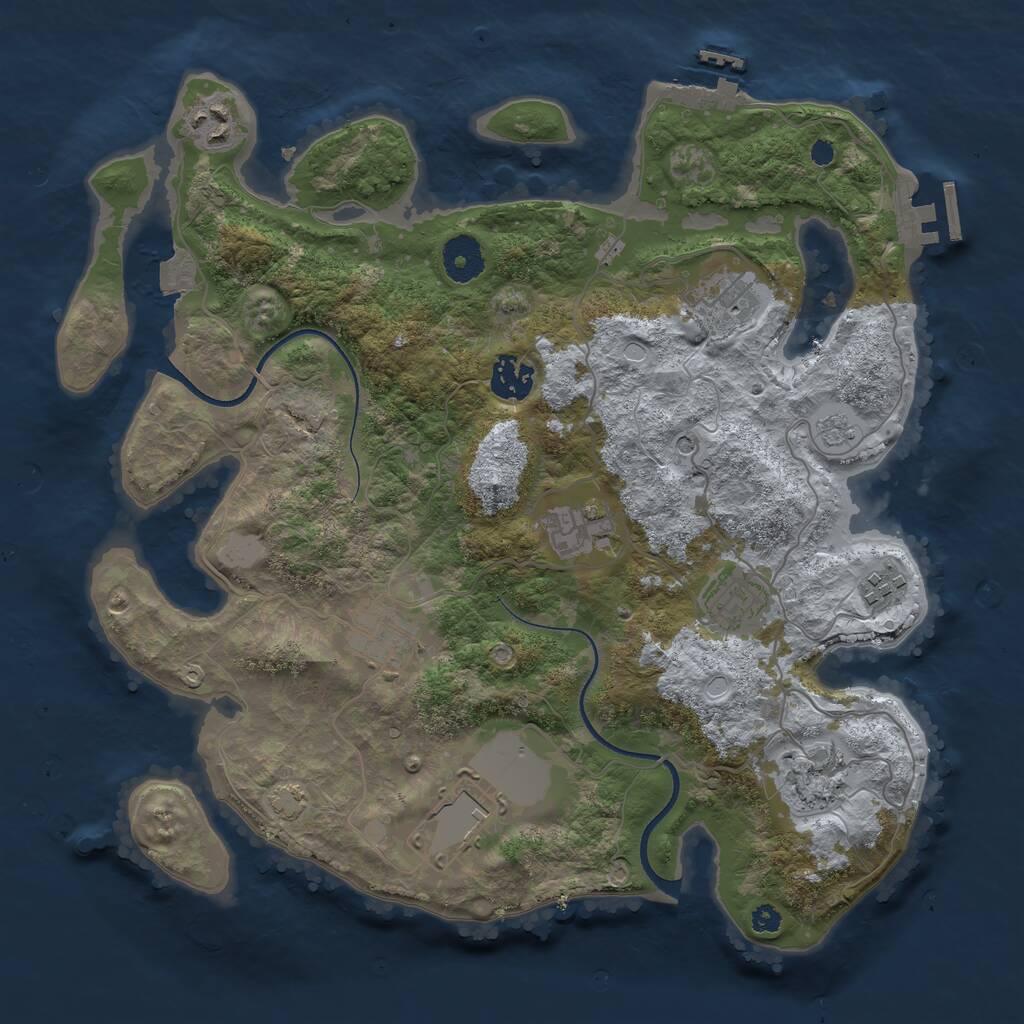 Rust Map: Procedural Map, Size: 3500, Seed: 2137968837, 15 Monuments