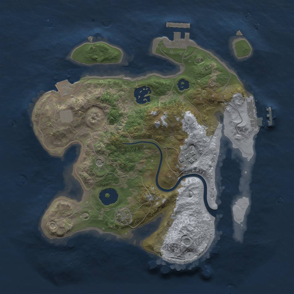 Rust Map: Procedural Map, Size: 2500, Seed: 1708589366, 7 Monuments