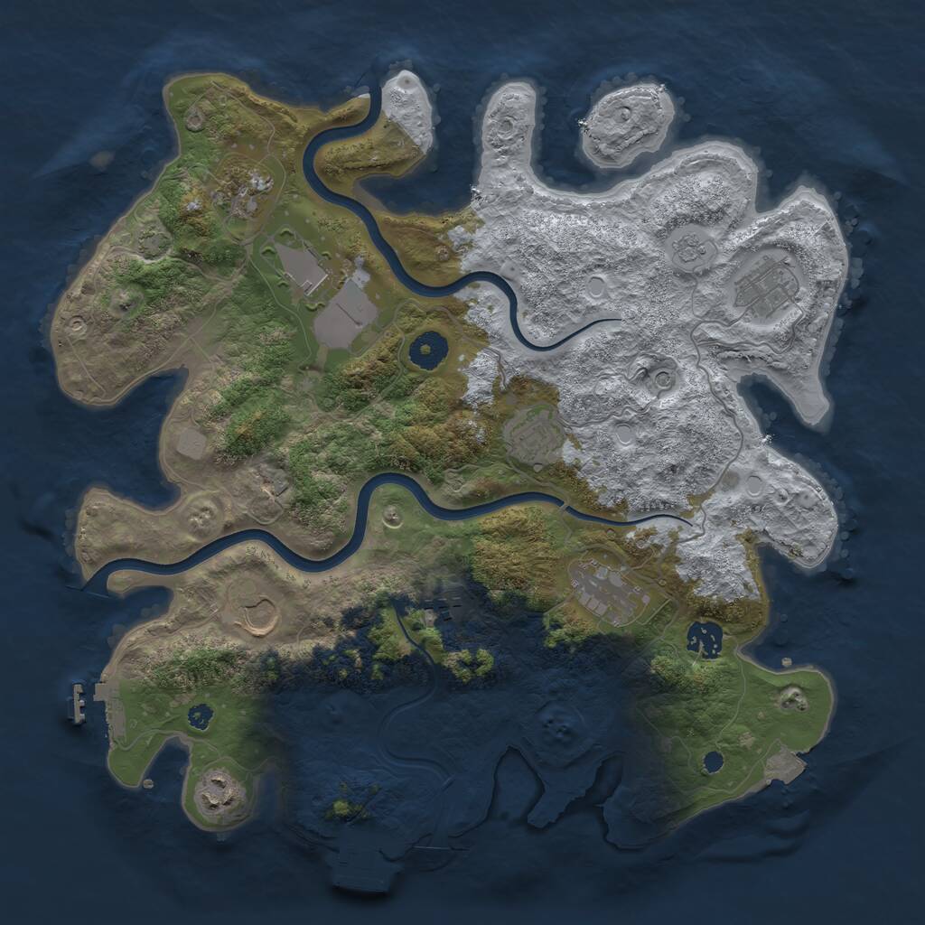Rust Map: Procedural Map, Size: 3700, Seed: 843158165, 15 Monuments
