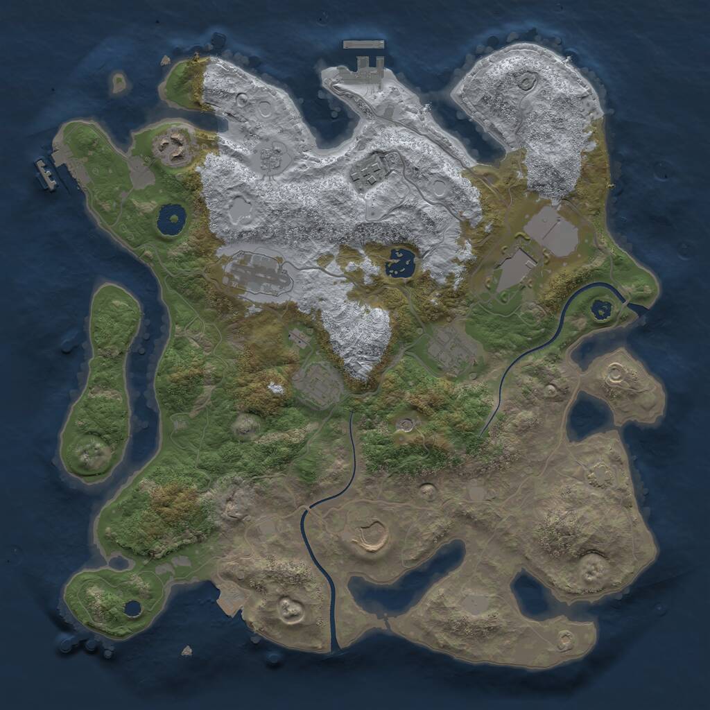 Rust Map: Procedural Map, Size: 3500, Seed: 306470091, 14 Monuments