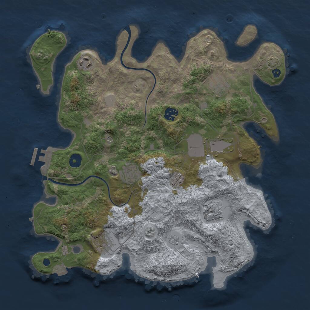 Rust Map: Procedural Map, Size: 3500, Seed: 1289302895, 13 Monuments