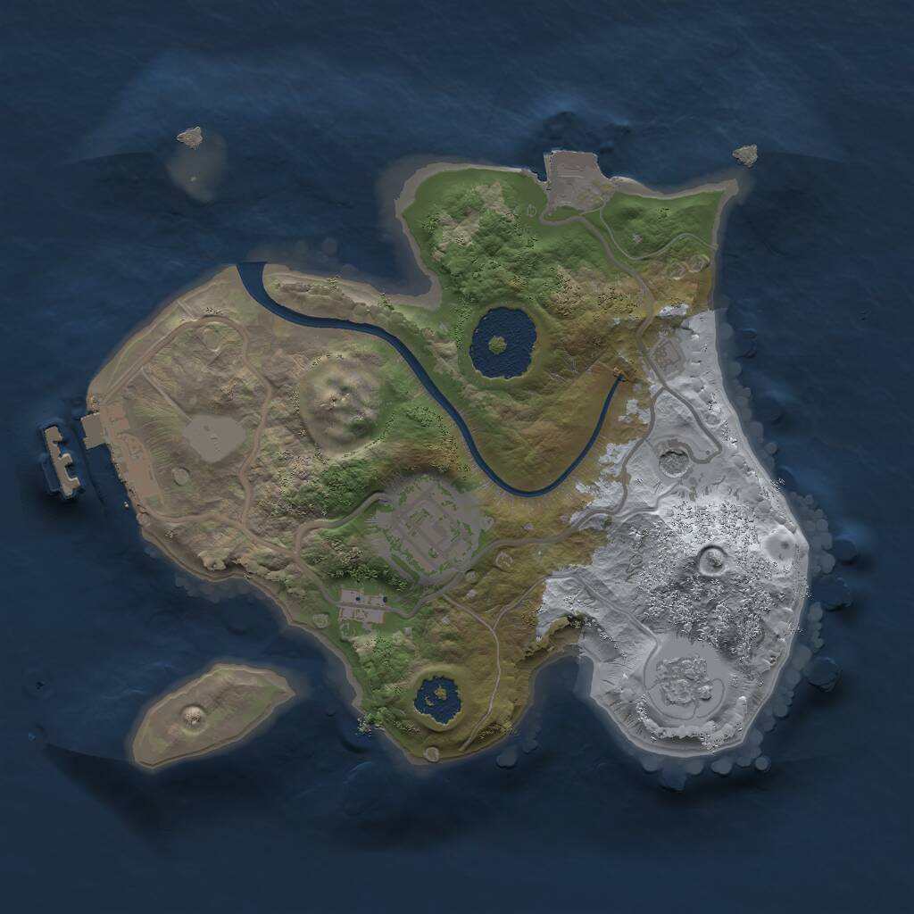 Rust Map: Procedural Map, Size: 2000, Seed: 21992367, 5 Monuments