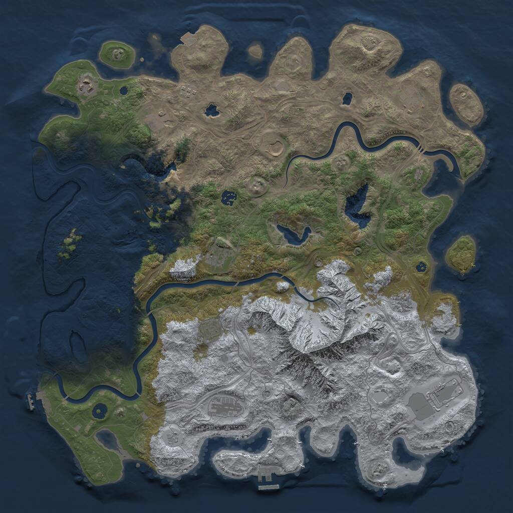 Rust Map: Procedural Map, Size: 5000, Seed: 630495879, 17 Monuments
