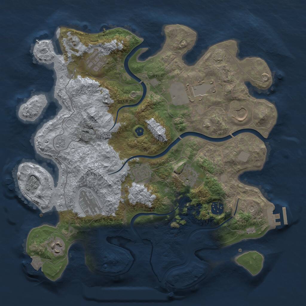 Rust Map: Procedural Map, Size: 3500, Seed: 1019424645, 14 Monuments