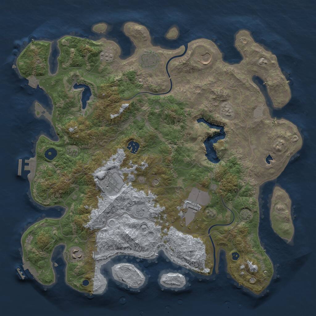 Rust Map: Procedural Map, Size: 4000, Seed: 651113721, 13 Monuments