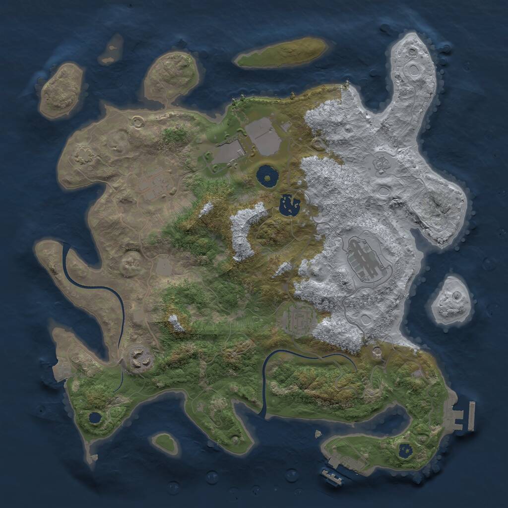 Rust Map: Procedural Map, Size: 3500, Seed: 1231512873, 12 Monuments