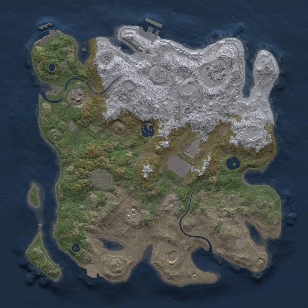 Rust Map: Procedural Map, Size: 3500, Seed: 458444450, 13 Monuments