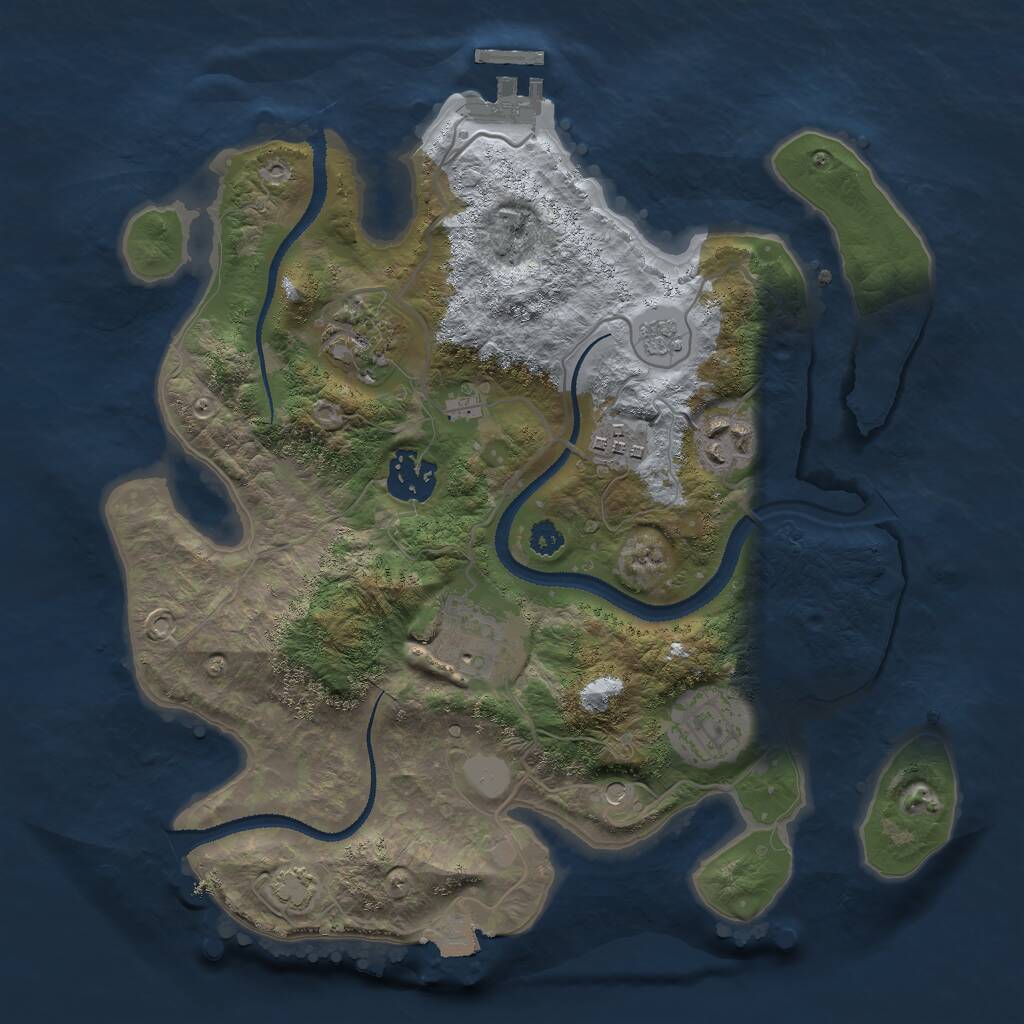 Rust Map: Procedural Map, Size: 3000, Seed: 1985000741, 11 Monuments