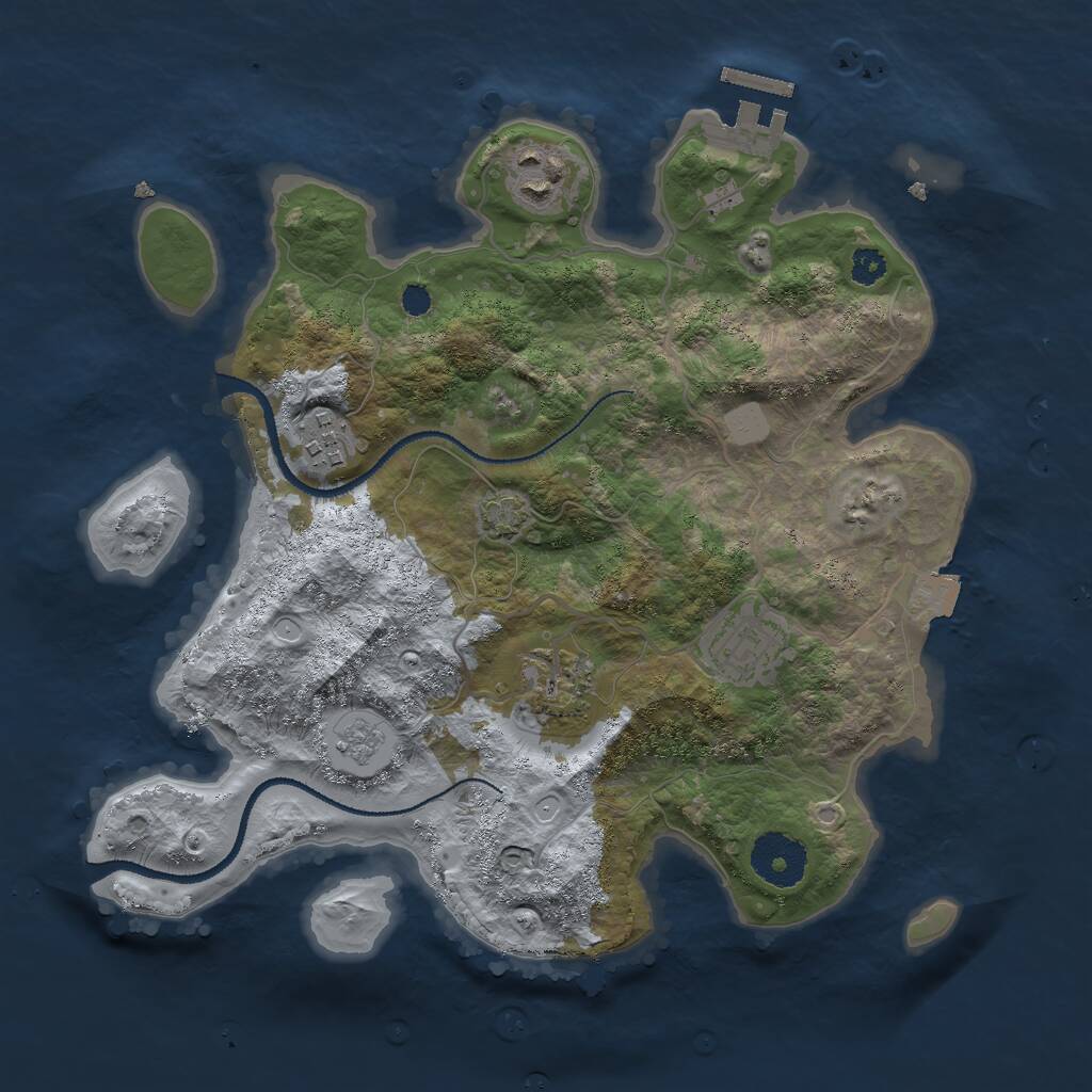 Rust Map: Procedural Map, Size: 3000, Seed: 1574604047, 8 Monuments