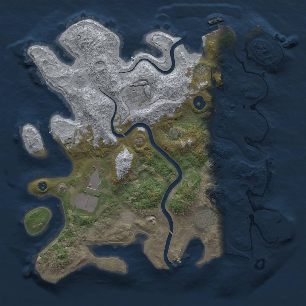Rust Map: Procedural Map, Size: 3500, Seed: 440257210, 10 Monuments