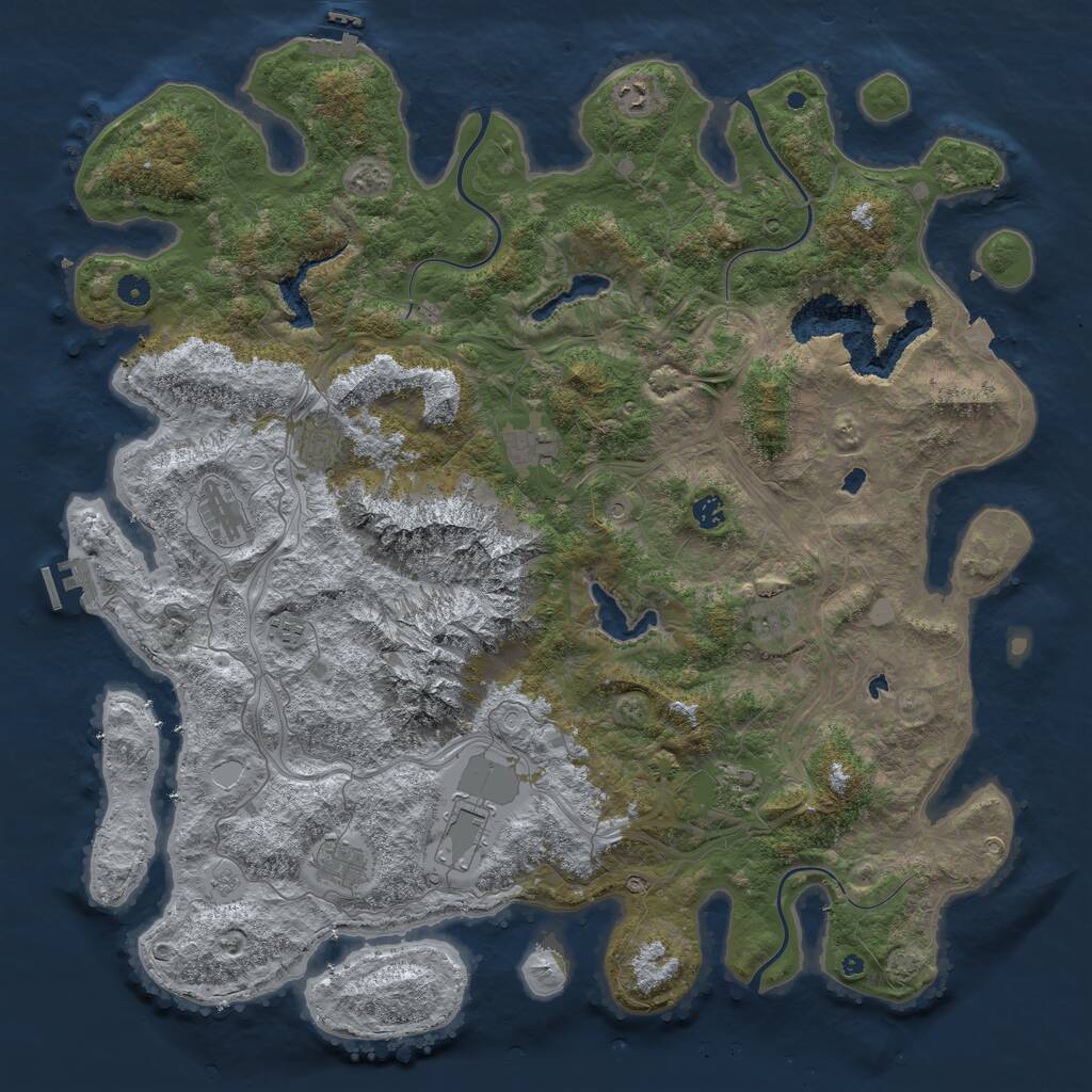 Rust Map: Procedural Map, Size: 5000, Seed: 7251, 16 Monuments